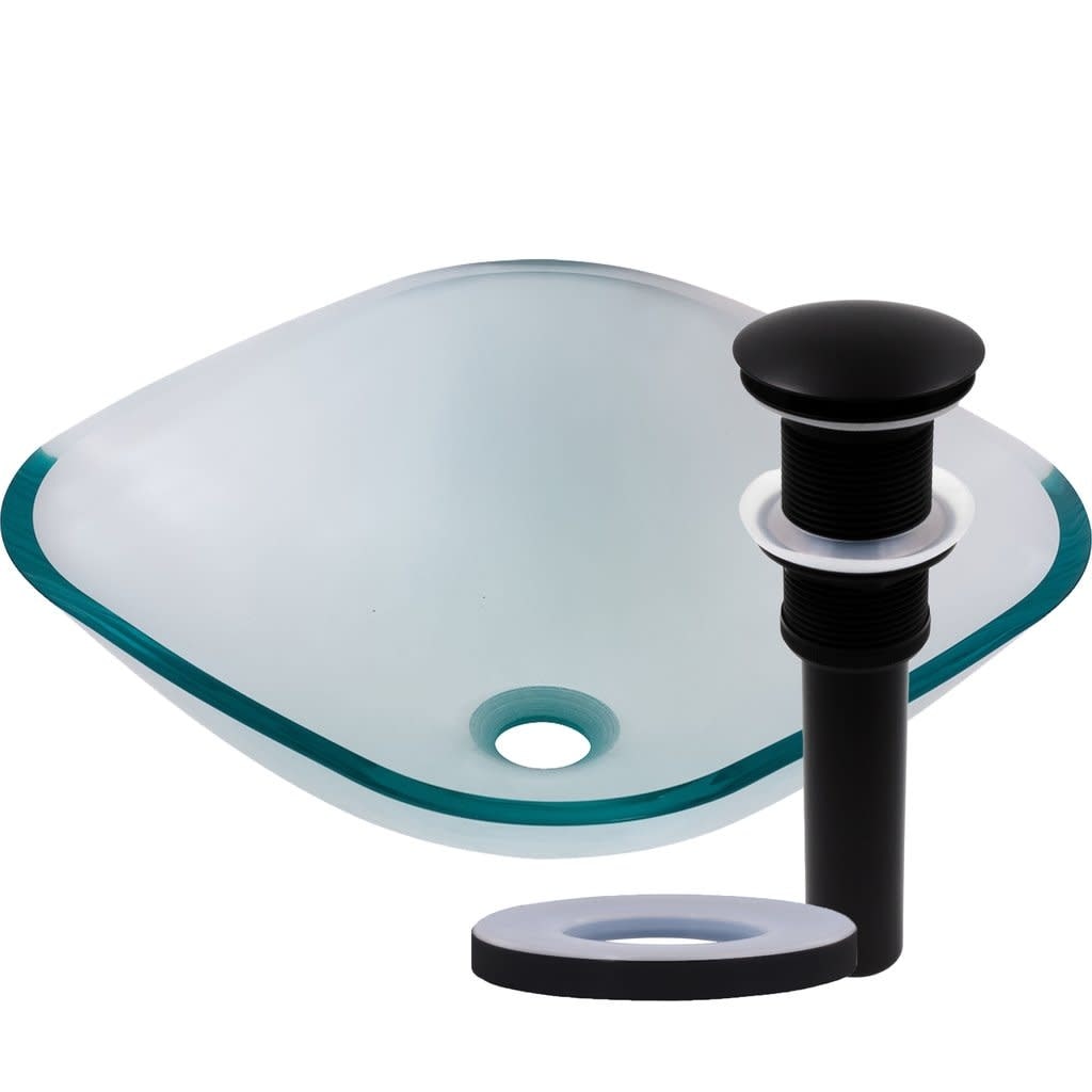 Miseno Mno 7108 Square 16 1 2In Tempered Glass Vessel Bathroom Sink