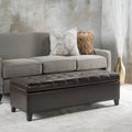 Mission Brown Tufted Bonded Leather Ottoman Storage Bench By Christopher Knight Home