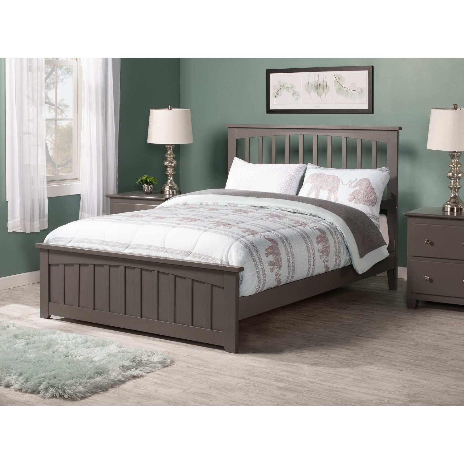 Mission Full Traditional Bed With Matching Foot Board In Atlantic Grey