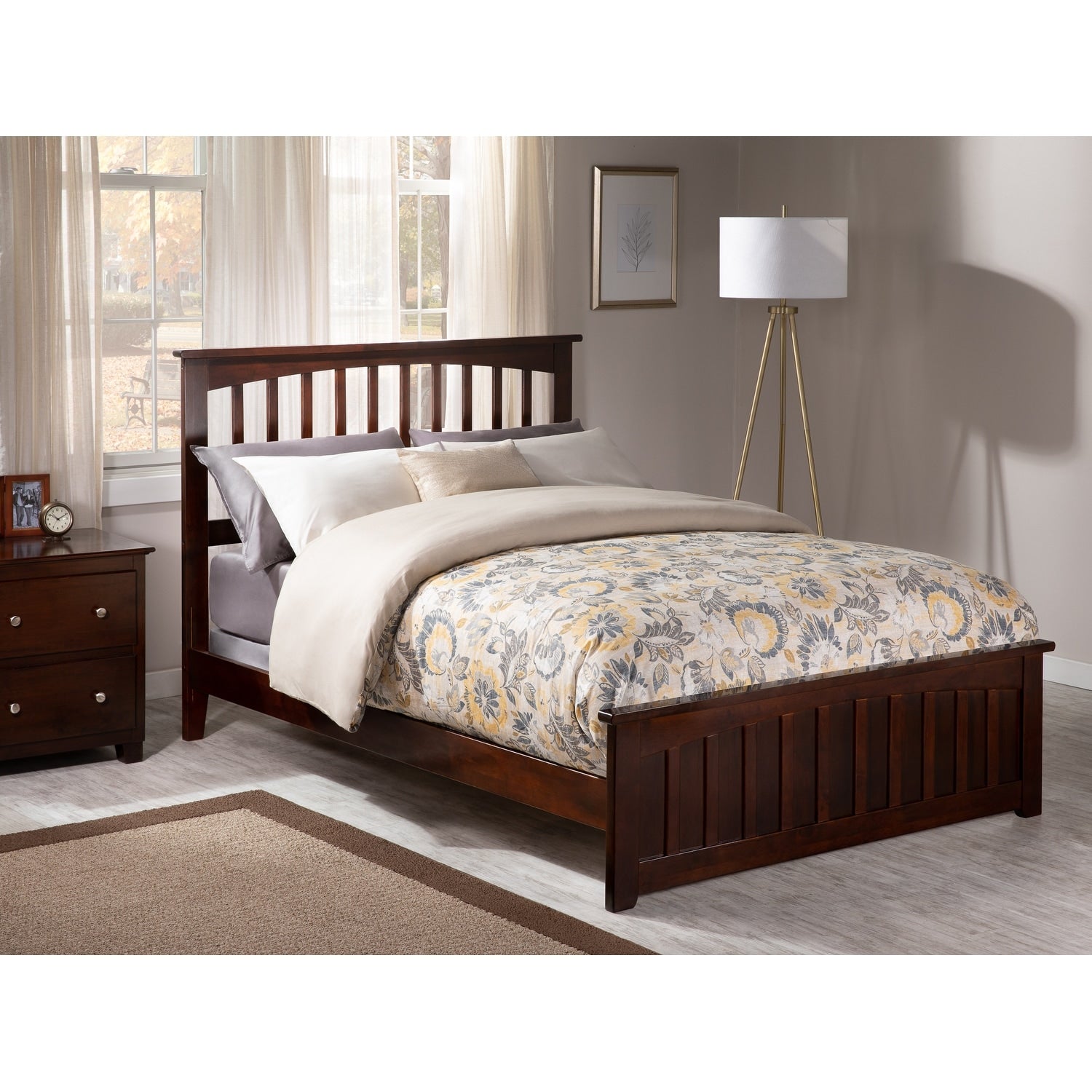 Mission Full Bed With Matching Foot Board In Walnut