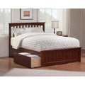Mission Queen Platform Bed With Matching Foot Board With 2 Urban Bed Drawers In Walnut