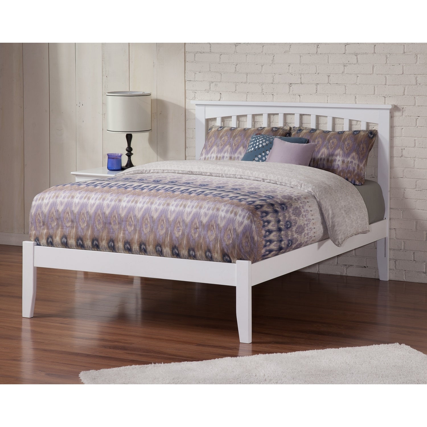 Atlantic Mission White Wooden Queen Size Open Foot Bed