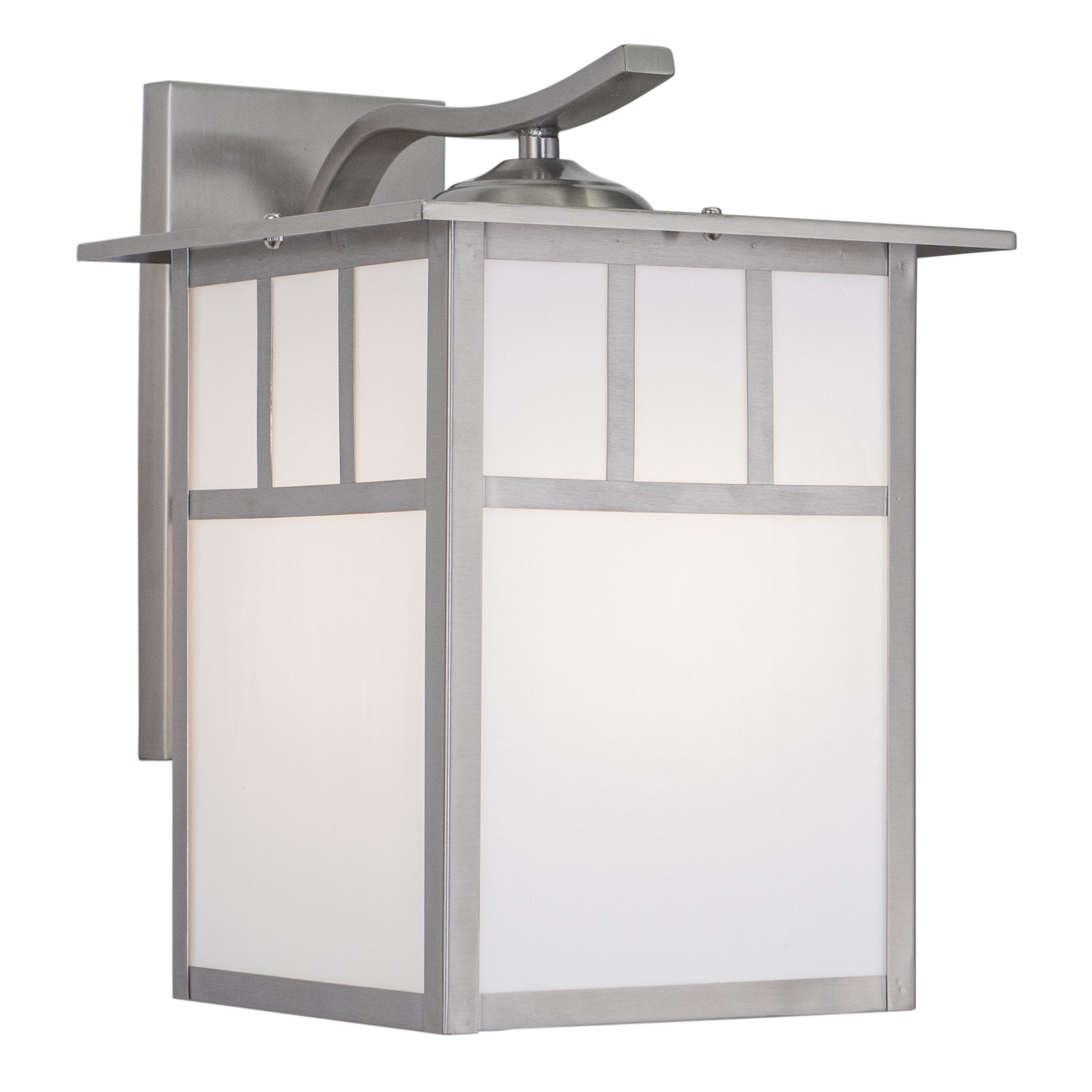 Mission Stainless Steel 1 Light Rectangle Outdoor Wall Lantern White Glass 9.5 In W X 13 In H X 11.5 In D