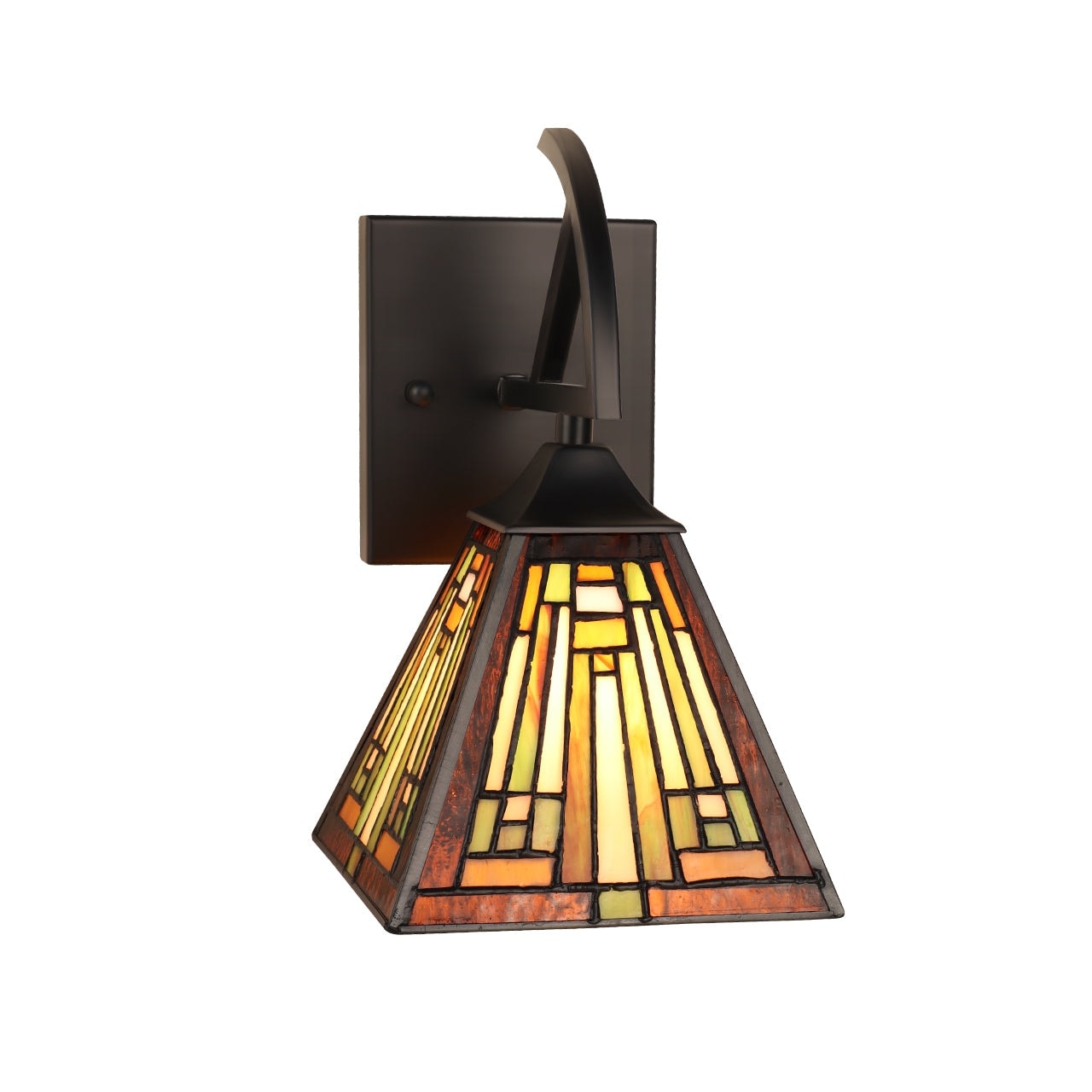 Mission Tiffany Style 1 Light Black Finish Wall Sconce 6 Shade