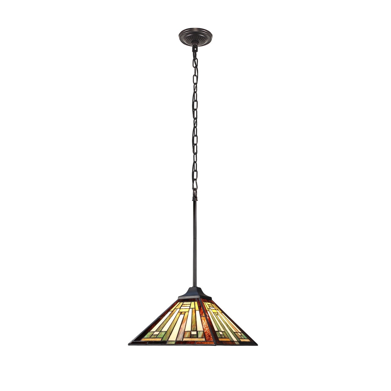 Mission Tiffany Style 1 Light Blackish Bronze Ceiling Pendant 12 Shade