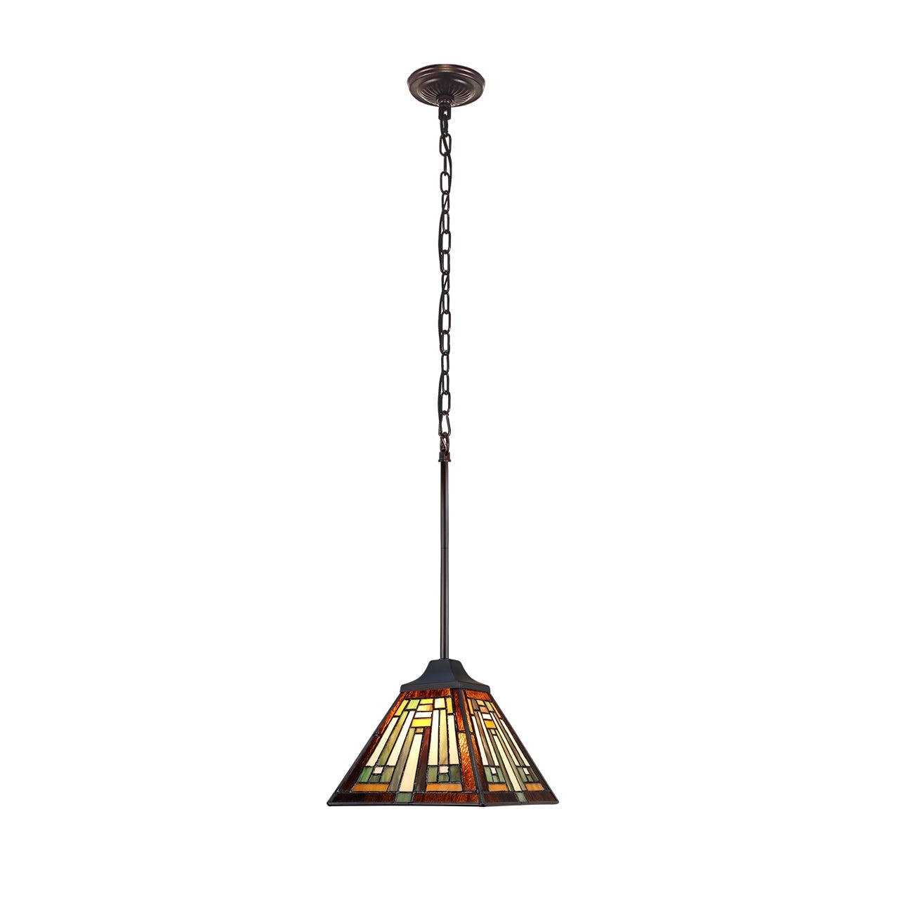 Mission Tiffany Style 1 Light Blackish Bronze Ceiling Pendant 8 Shade