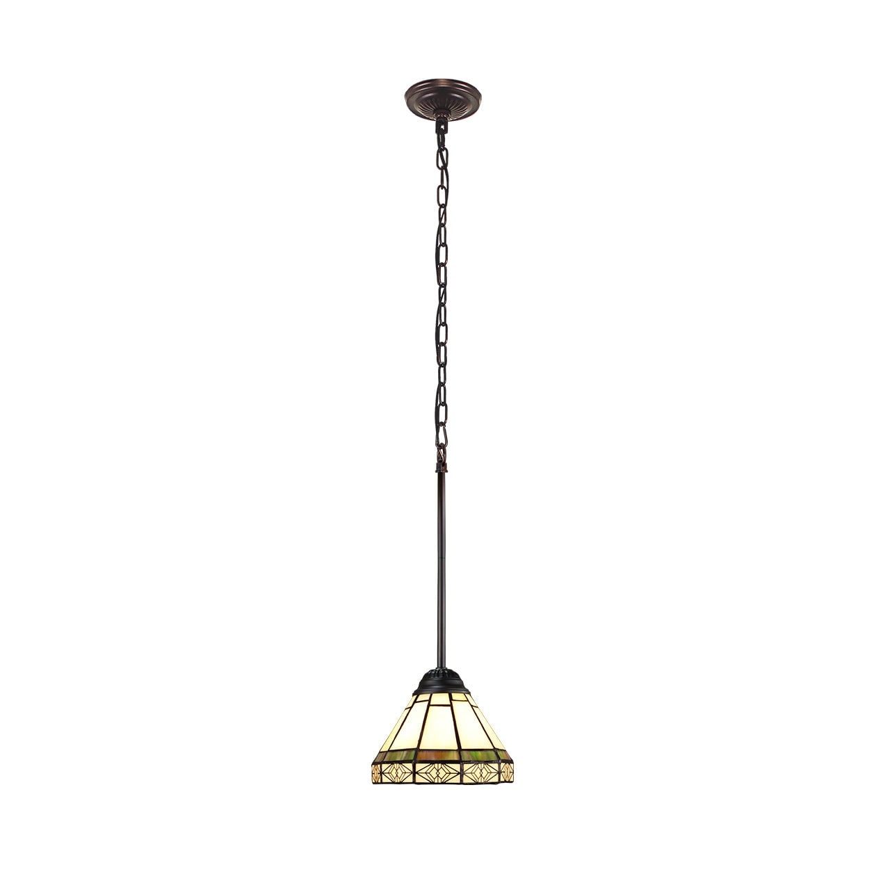 Mission Tiffany Style 1 Light Blackish Bronze Finish Mini Pendant 7 Shade