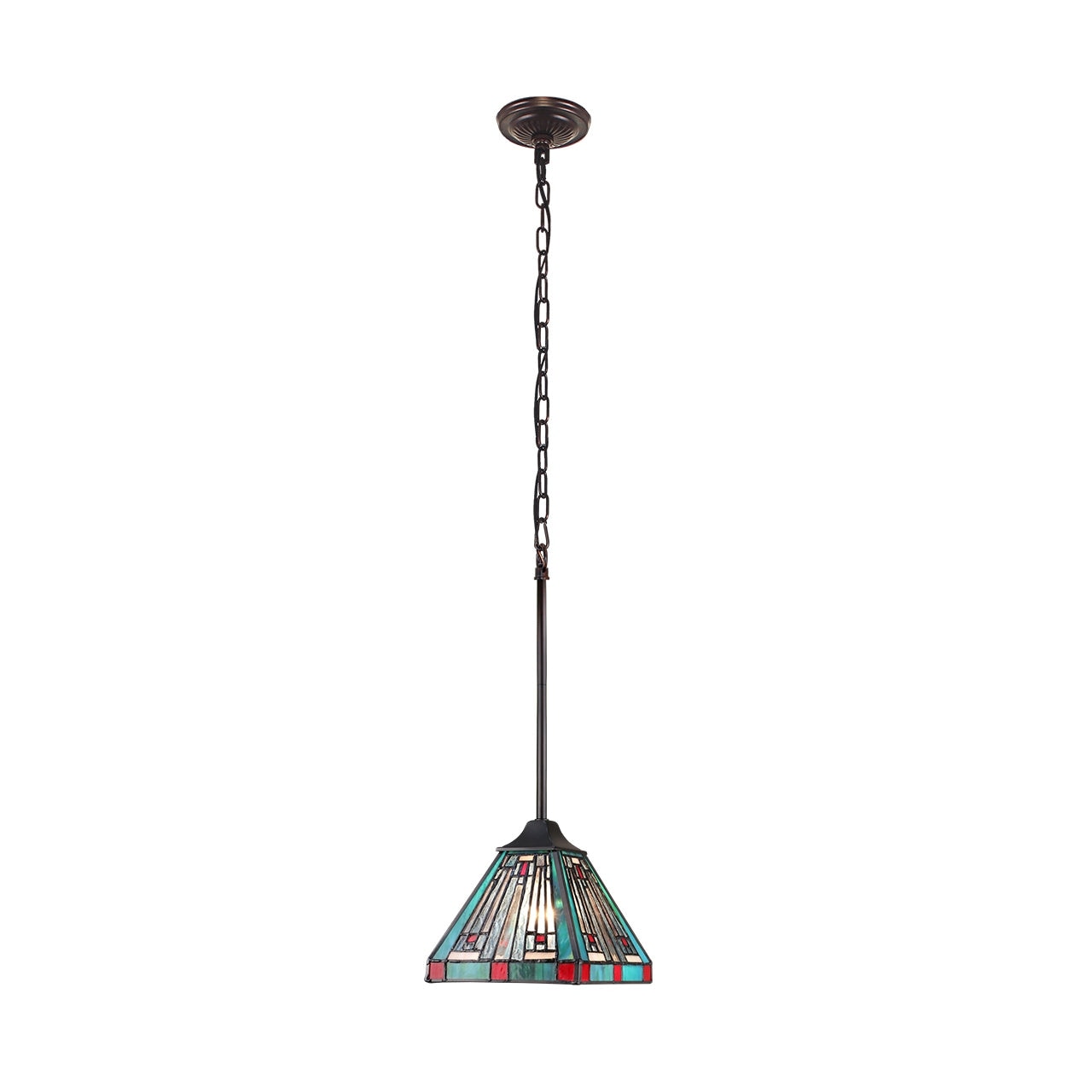 Mission Tiffany Style 1 Light Blackish Bronze Mini Pendant 6 Shade