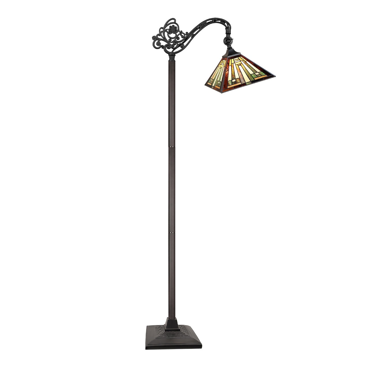 Mission Tiffany Style 1 Light Blackish Bronze Reading Floor Lamp 11 Shade 12