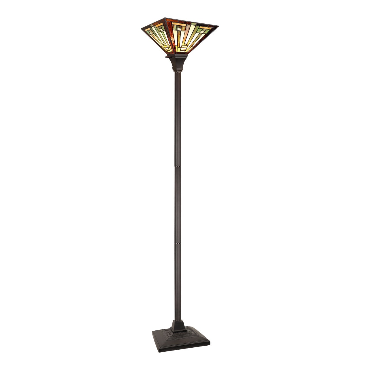Mission Tiffany Style 1 Light Blackish Bronze Torchiere Floor Lamp 12 Shade