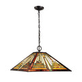 Mission Tiffany Style 2 Light Blackish Bronze Ceiling Pendant 16 Shade