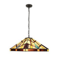 Mission Tiffany Style 2 Light Blackish Bronze Ceiling Pendant 16 Shade