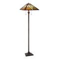 Mission Tiffany Style 2 Light Blackish Bronze Floor Lamp 18 Shade