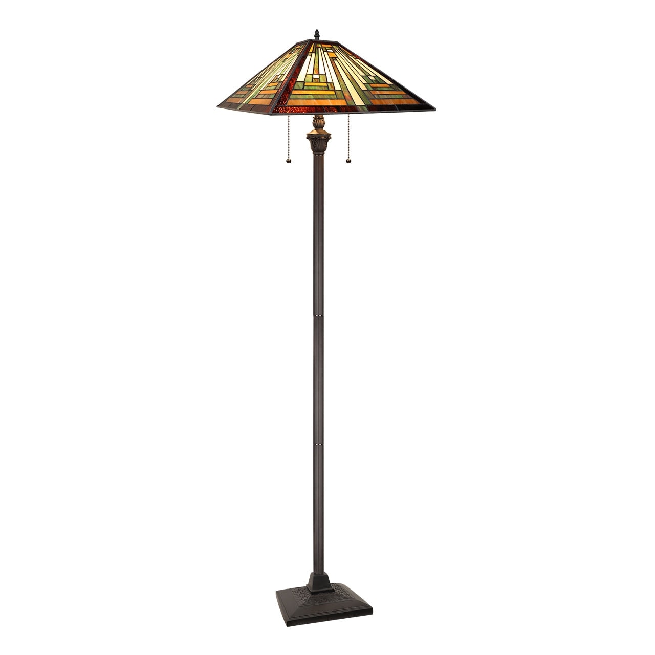 Mission Tiffany Style 2 Light Blackish Bronze Floor Lamp 18 Shade