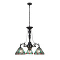 Mission Tiffany Style 3 Light Blackish Bronze Mini Chandelier 24 Wide