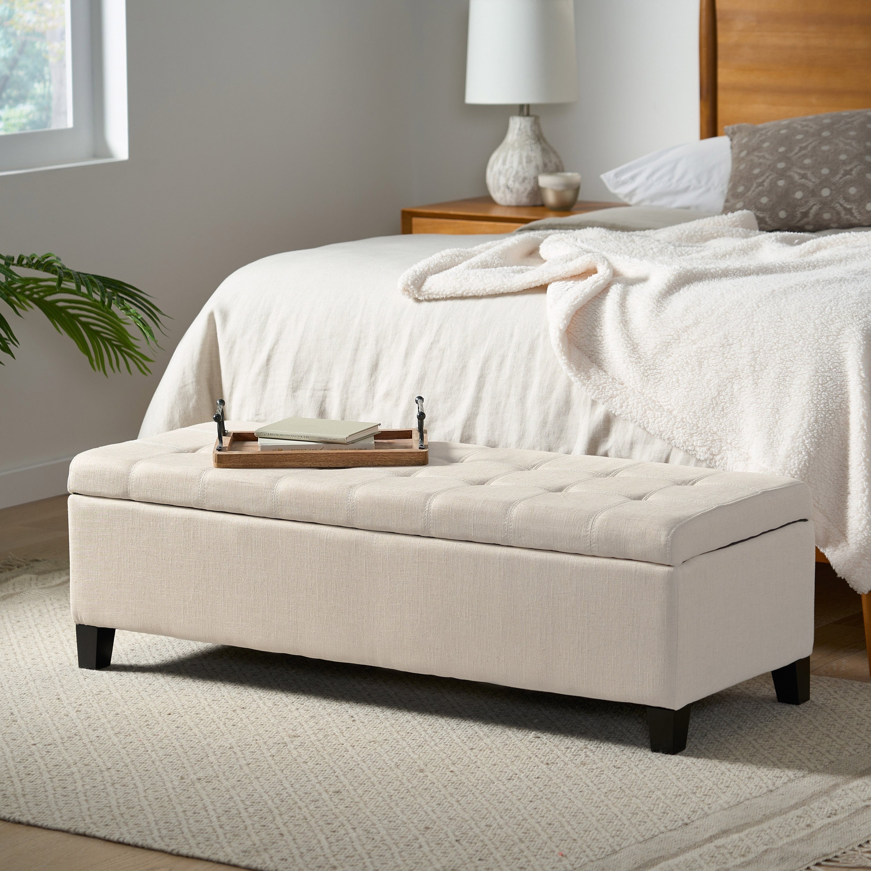 Mission Tufted Fabric Storage Ottoman Bench By Christopher Knight Home
