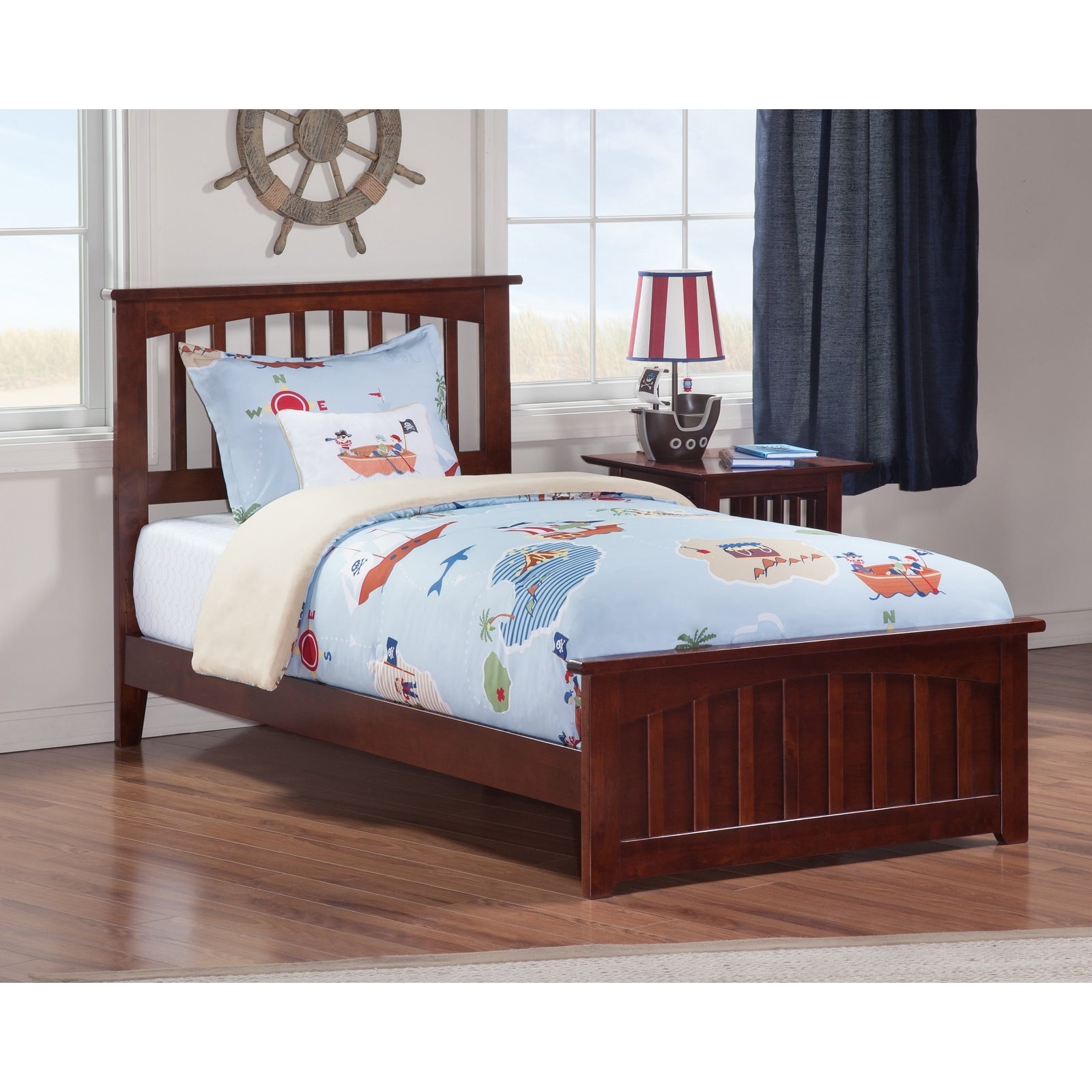 Mission Twin Bed With Matching Foot Board In Walnut