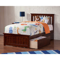 Mission Twin Xl Platform Bed With Matching Foot Board With 2 Urban Bed Drawers In Walnut