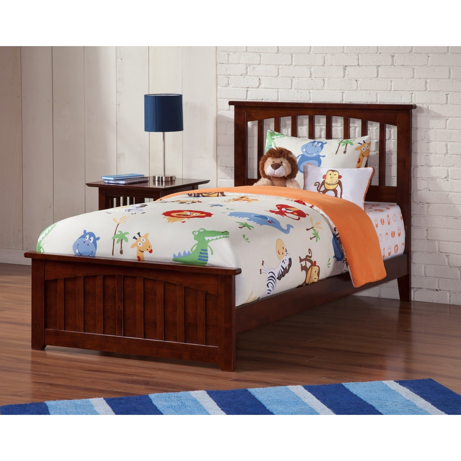 Mission Twin Xl Bed With Matching Foot Board In Walnut