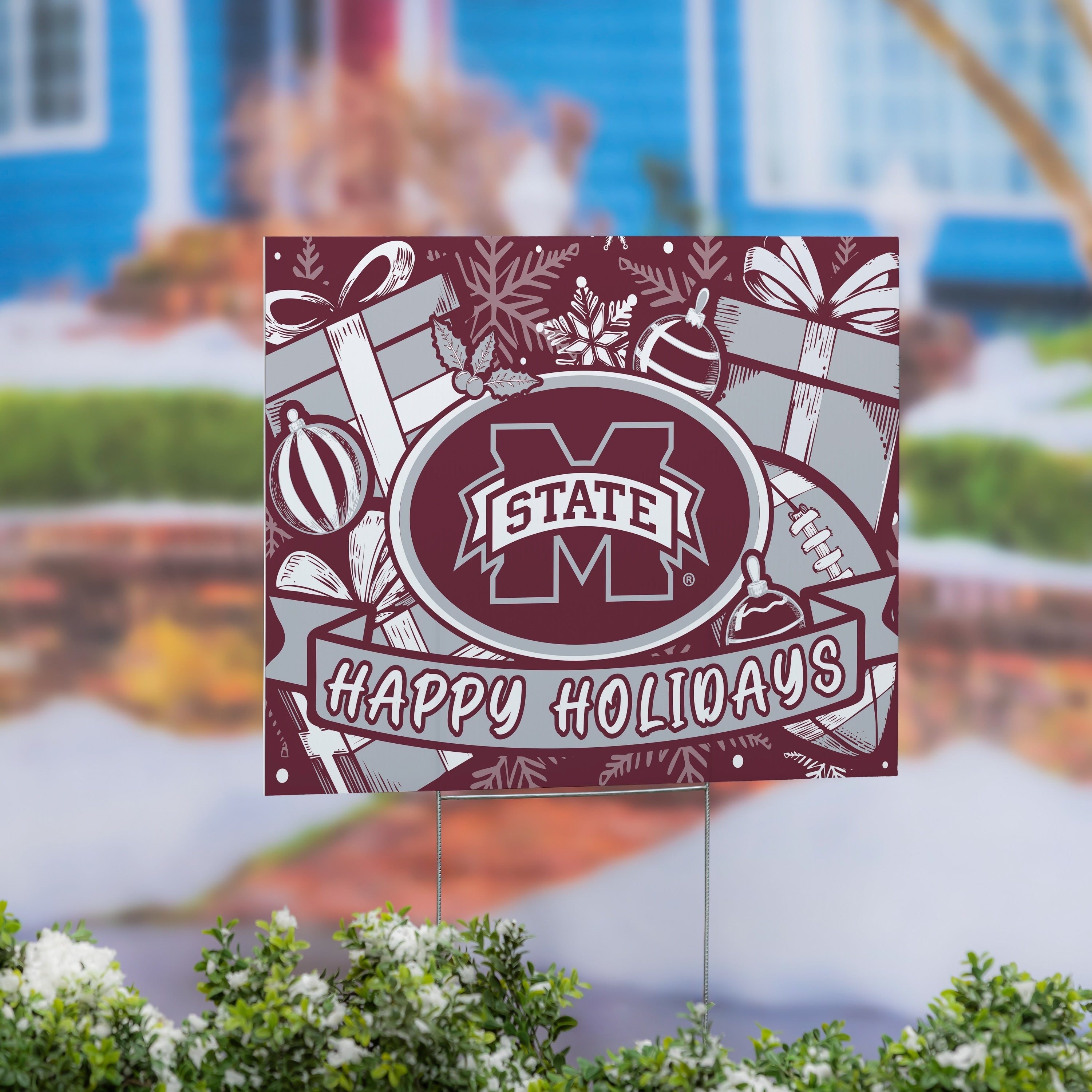 Mississippi State University Yard Sign Happy Holidays 24 X 18