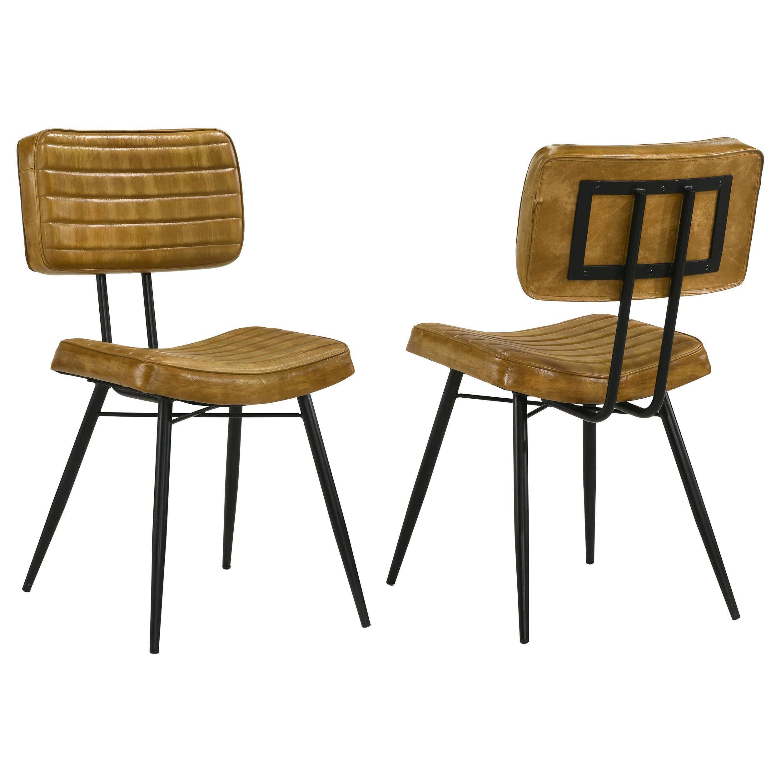 Misty Camel And Black Padded Side Chairs Set Of 2