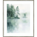 Misty Firs Ii By Tradelink Inhouse Artist Wood Framed Wall Art Print Lucie Silver White