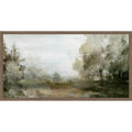Misty Forest Morning Silence By Pi Studio 27 X 14 In. Framed Canvas Wall Art Print