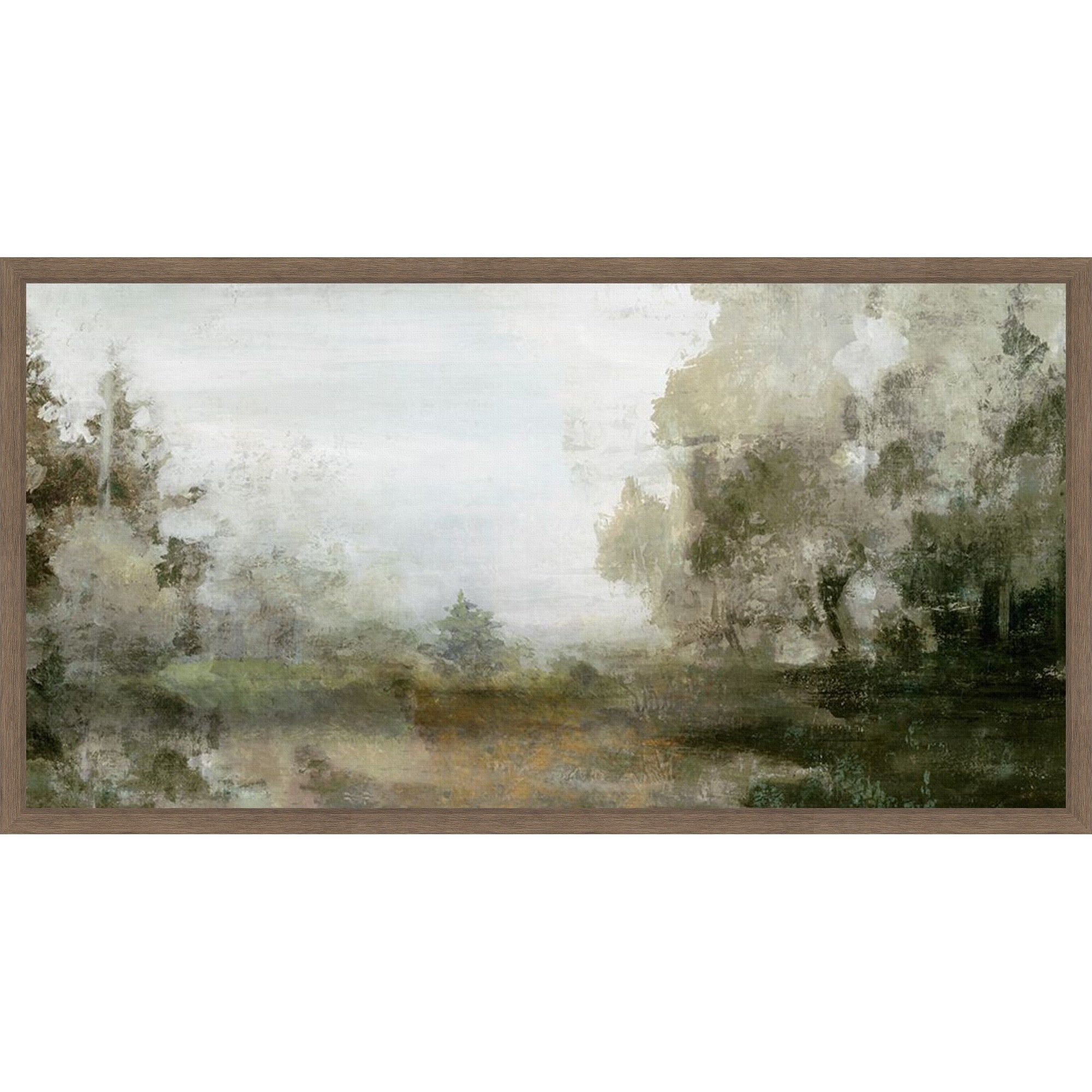 Misty Forest Morning Silence By Pi Studio 27 X 14 In. Framed Canvas Wall Art Print