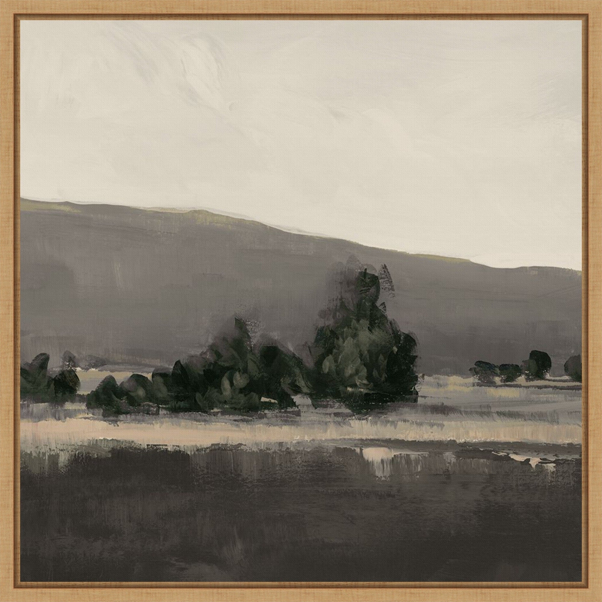 Misty Hillside With Dark Trees I By Pi Studio Framed Canvas Wall Art