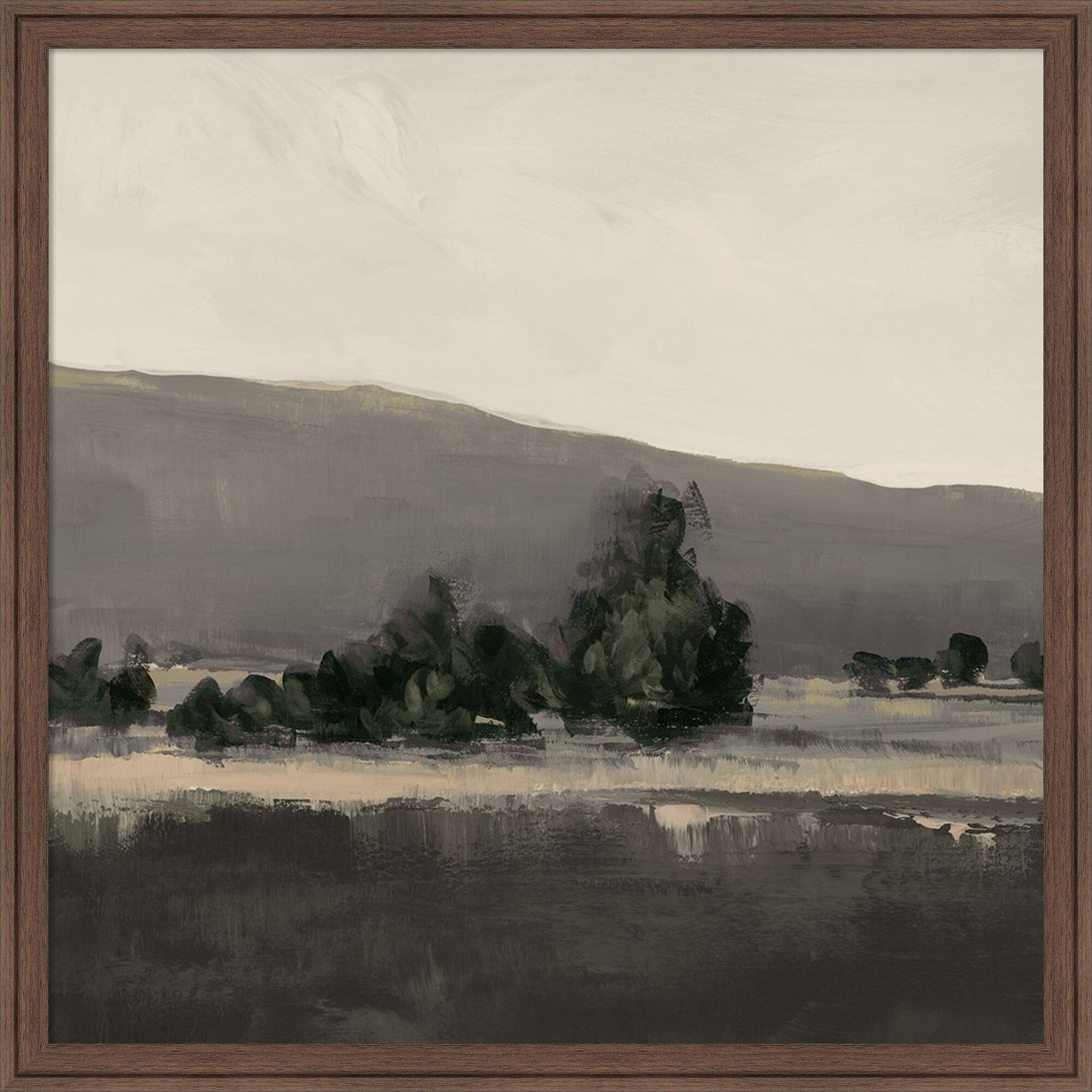 Misty Hillside With Dark Trees I By Pi Studio Framed Mounted Canvas Wall Art Print