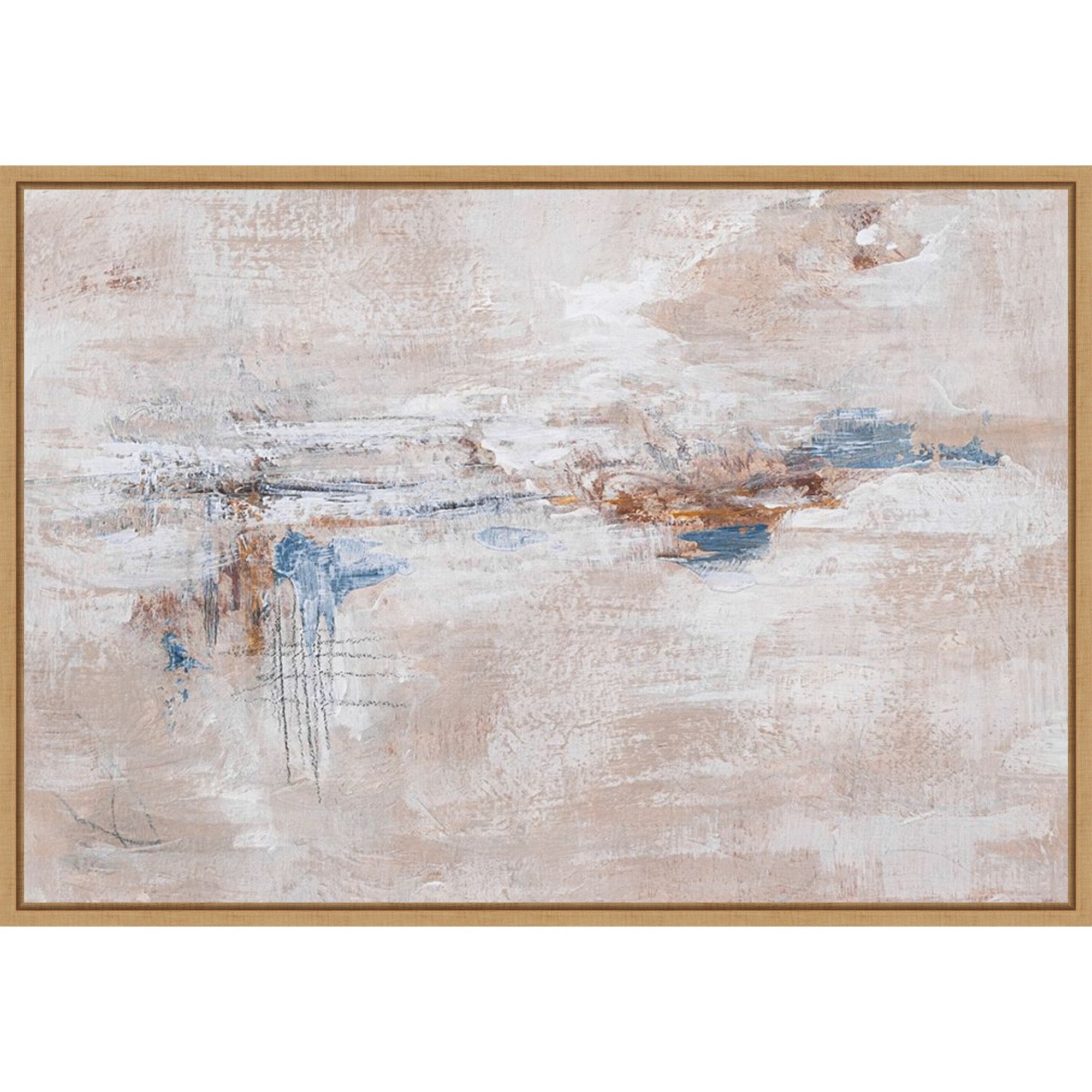 Misty Horizon Subtle Brushstrokes Ii By J L Design Framed Canvas Wall Art Print