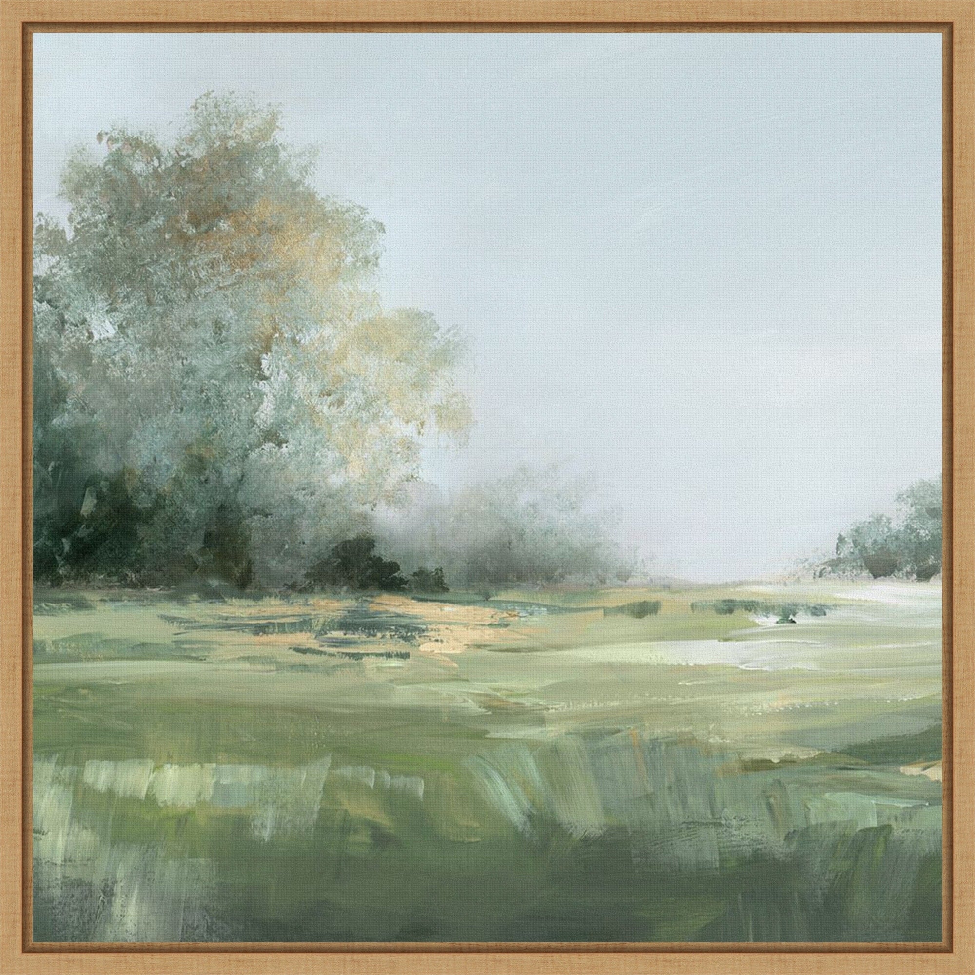 Misty Morning In The Meadow Ii By Pi Studio Framed Canvas Wall Art Print