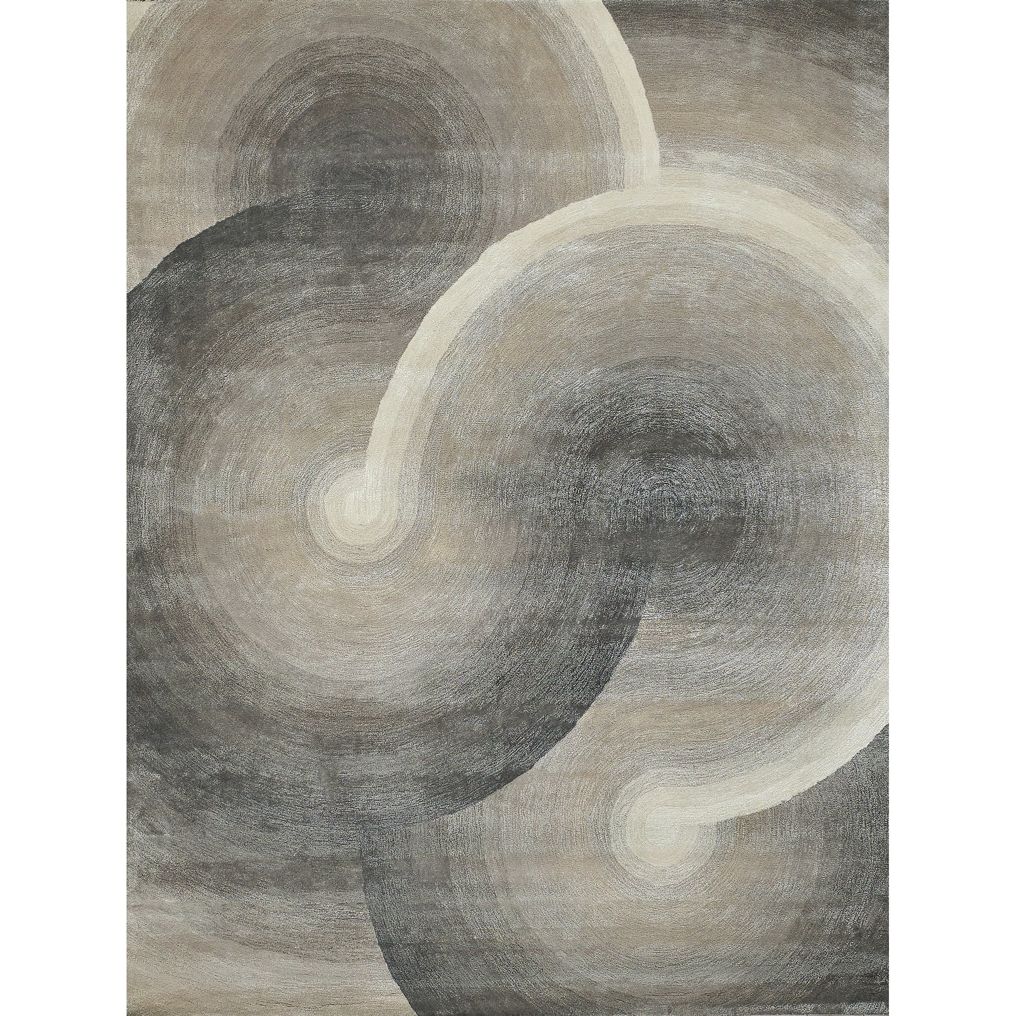 Mitomo Hand Tufted Wool Bamboo Silk Charcoal Ivory Area Rug