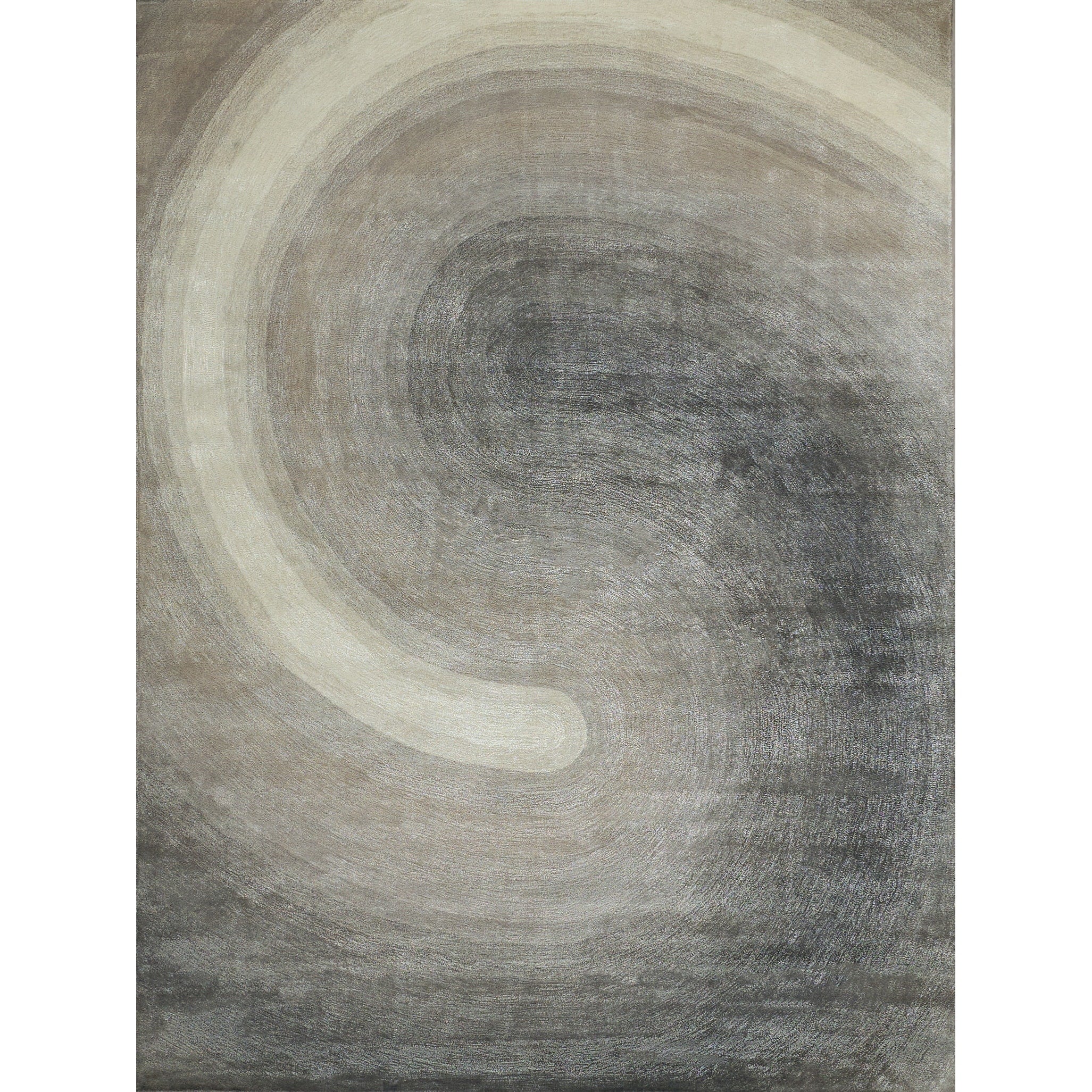 Mitomo Hand Tufted Wool Bamboo Silk Charcoal Ivory Area Rug