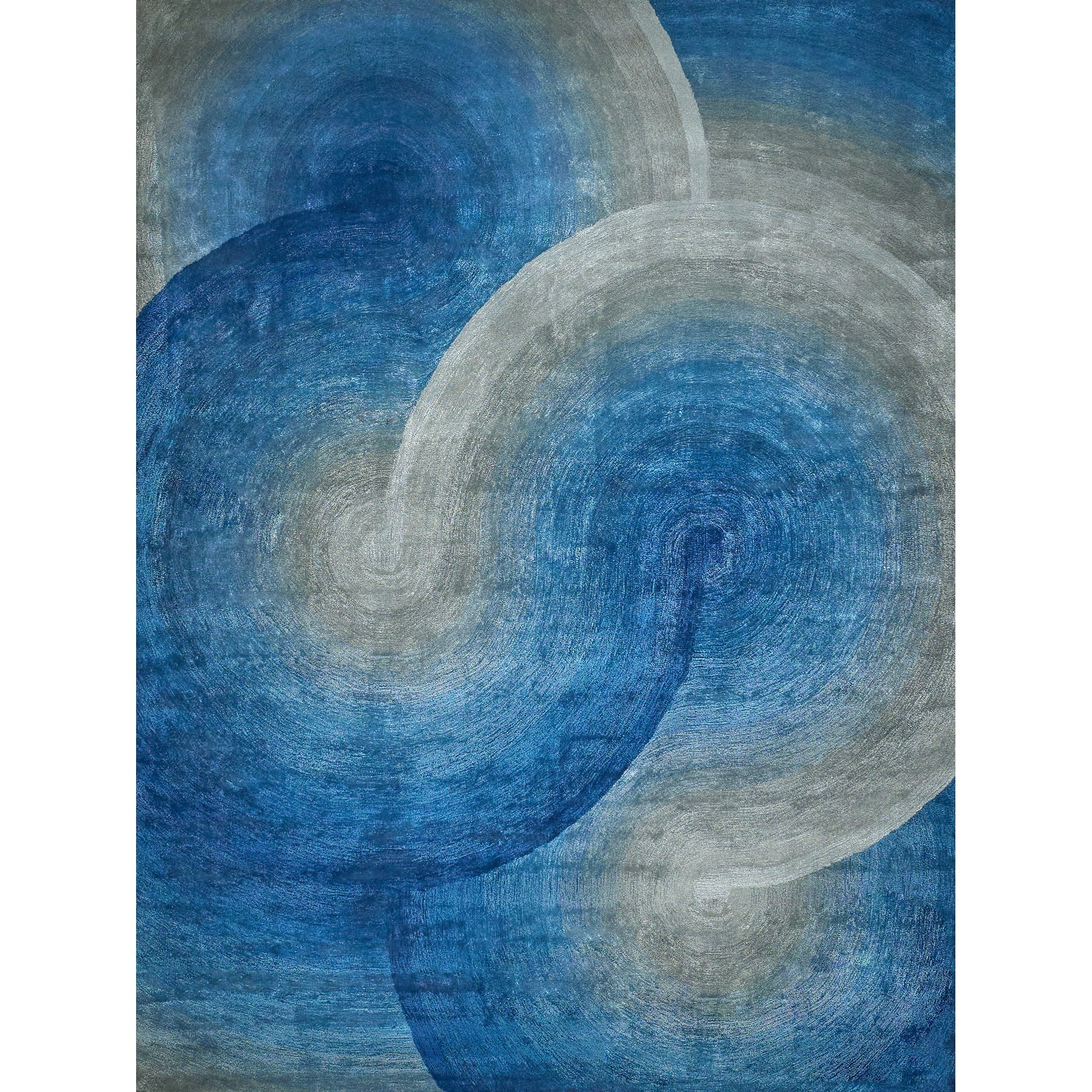 Mitomo Hand Tufted Wool Bamboo Silk Gray Blue Area Rug