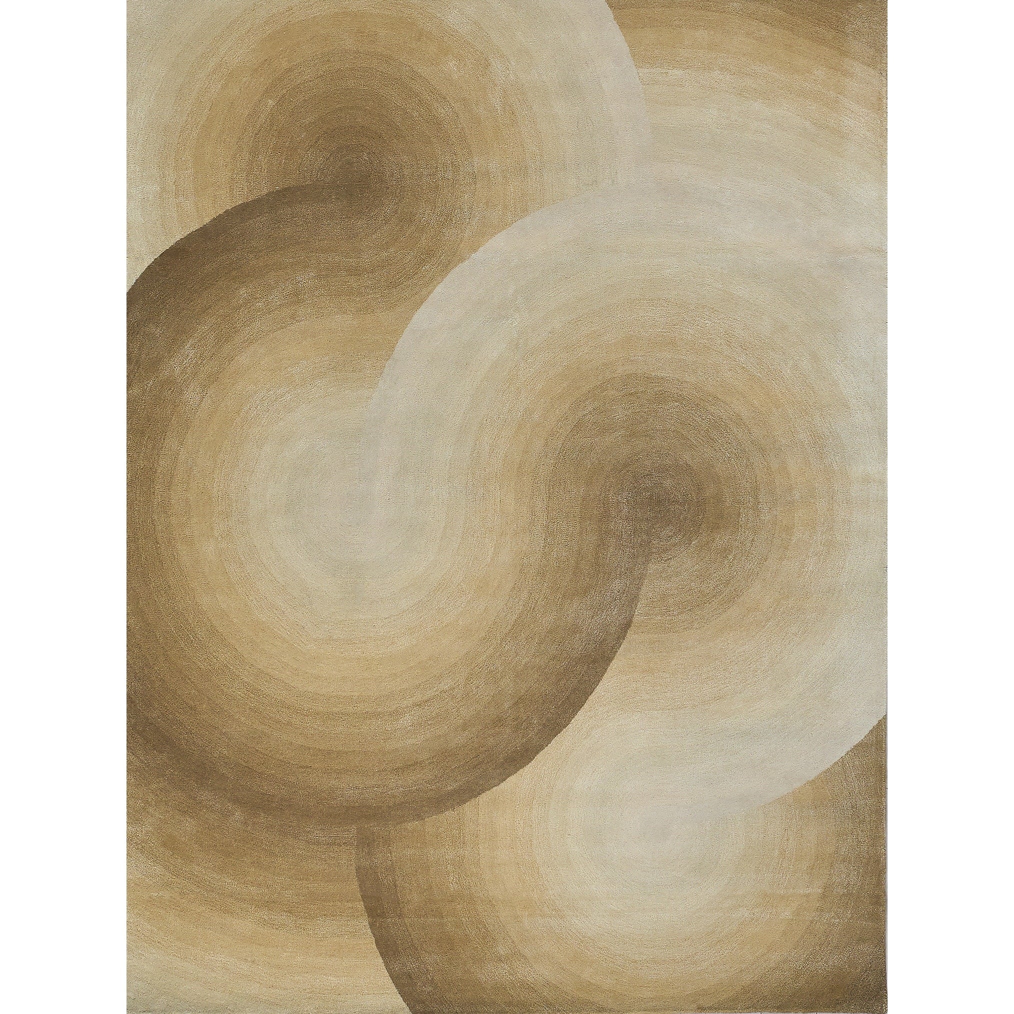 Mitomo Hand Tufted Wool Bamboo Silk Light Beige Ivory Area Rug