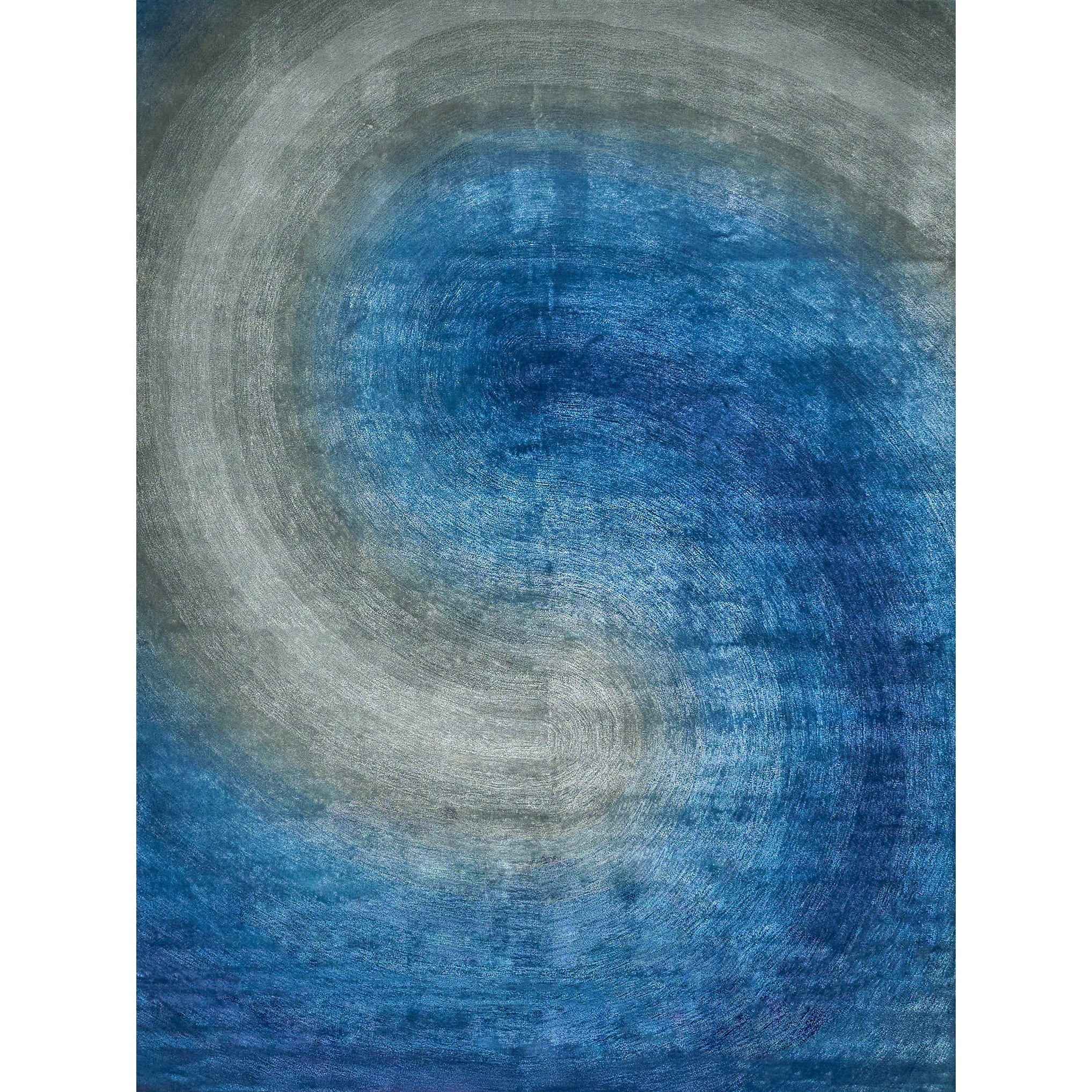 Mitomo Hand Tufted Wool Bamboo Silk Navy Gray Area Rug