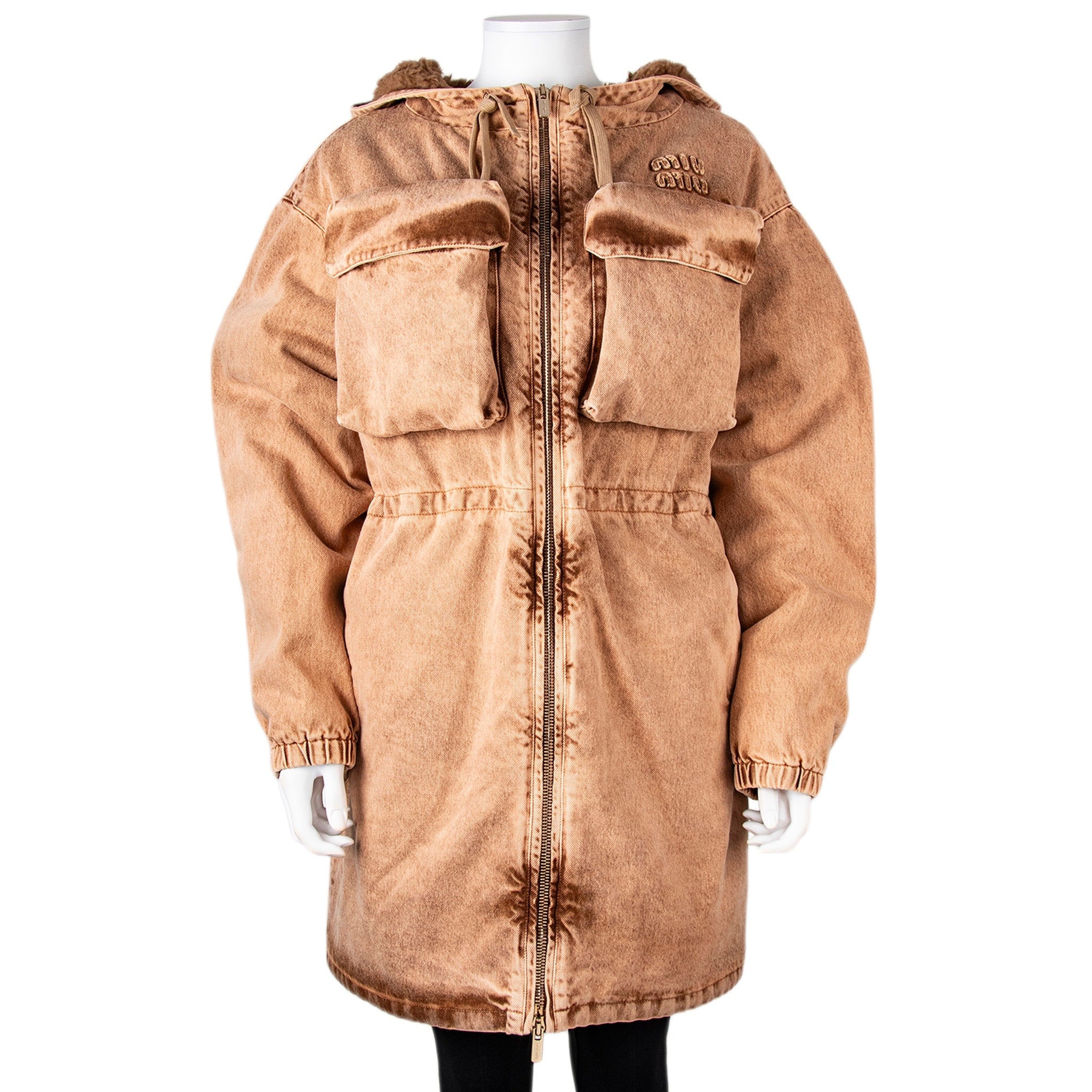 Miu Miu Acid Washed Denim Hooded Parka