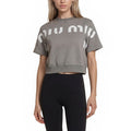 Miu Miu Logo Printed Cropped T Shirt