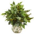 Nearly Natural Mixed Ficus Fittonia And Berries Artificial Plant