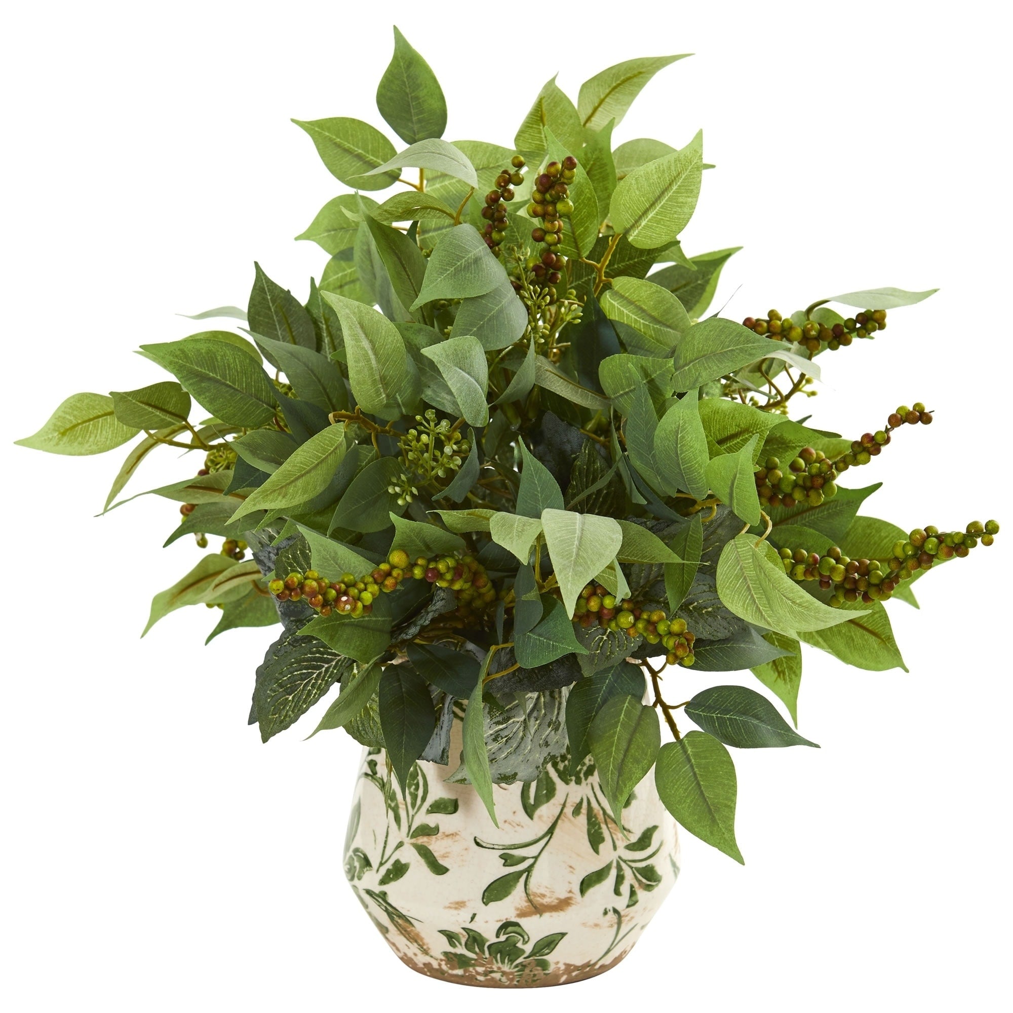 Nearly Natural Mixed Ficus Fittonia And Berries Artificial Plant