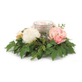 Mixed Peony Floral Candle Holder With Glass Insert 15 D