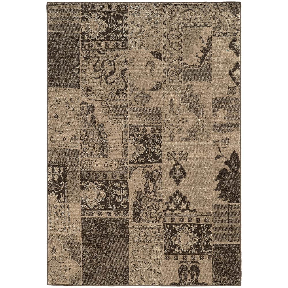 Mixed Persian Brown Tan Rug 67 X 96 67 X 96
