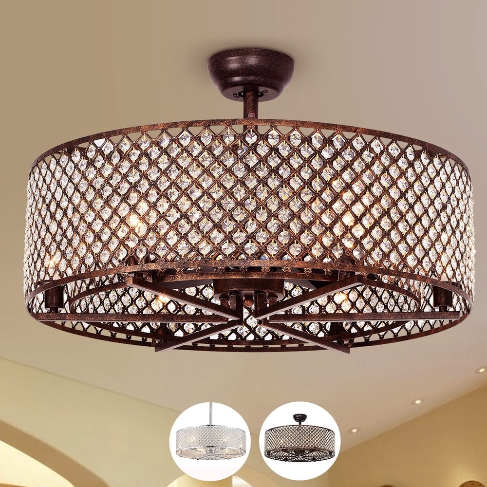 Miyaka 6 Light Metal 3 Blade 29 Inch Rustic Bronze Ceiling Fan With Remote