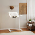 Mobile Adiustable Standing Desk Overbed Bedside Desk With Flip Desktop And 4 Wheels Height Angle Adjustable