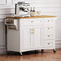 Mobile Kitchen Island With Five Drawers Adjustable Shelf And Spice Rack