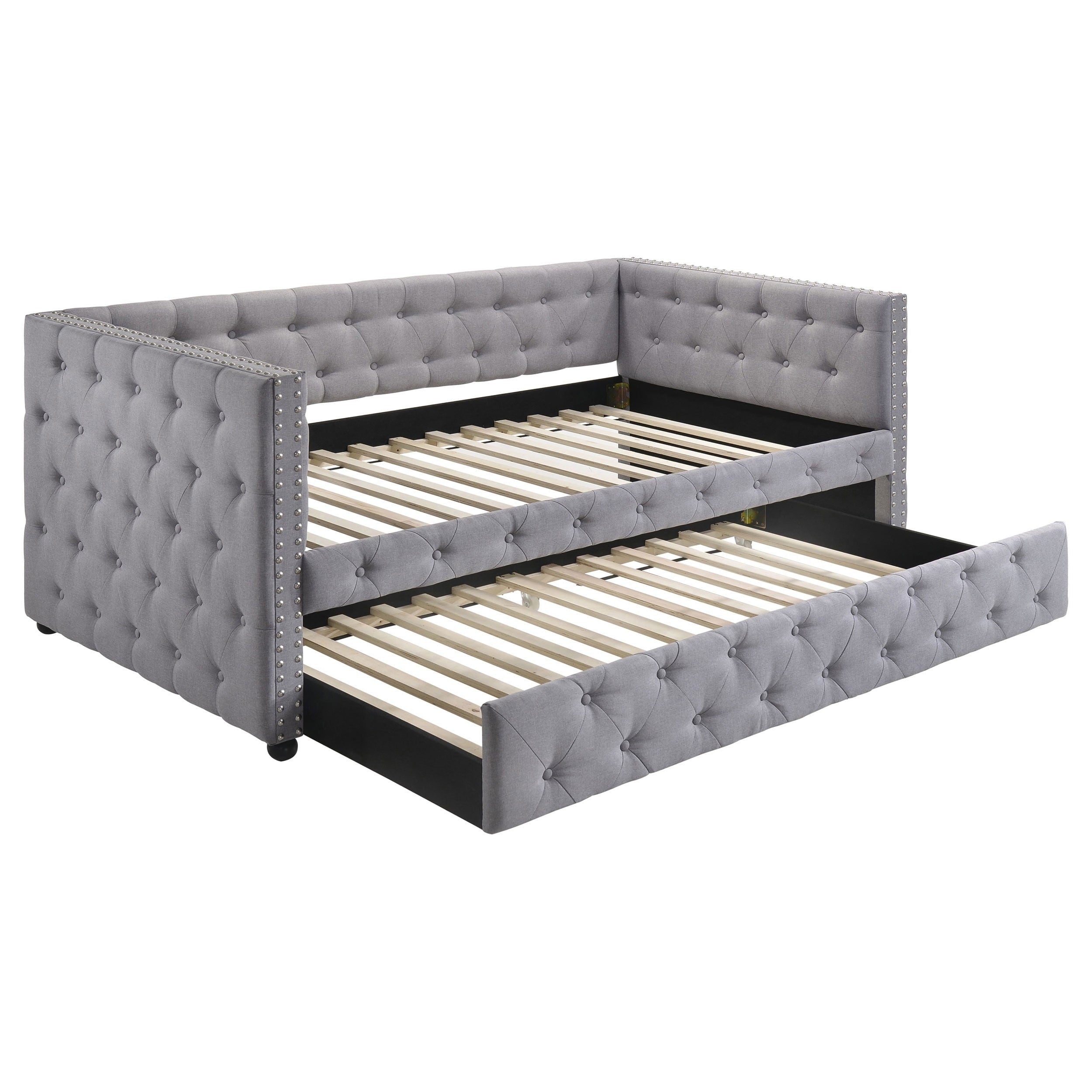 Mockern Light Grey Upholstered Daybed With Trundle