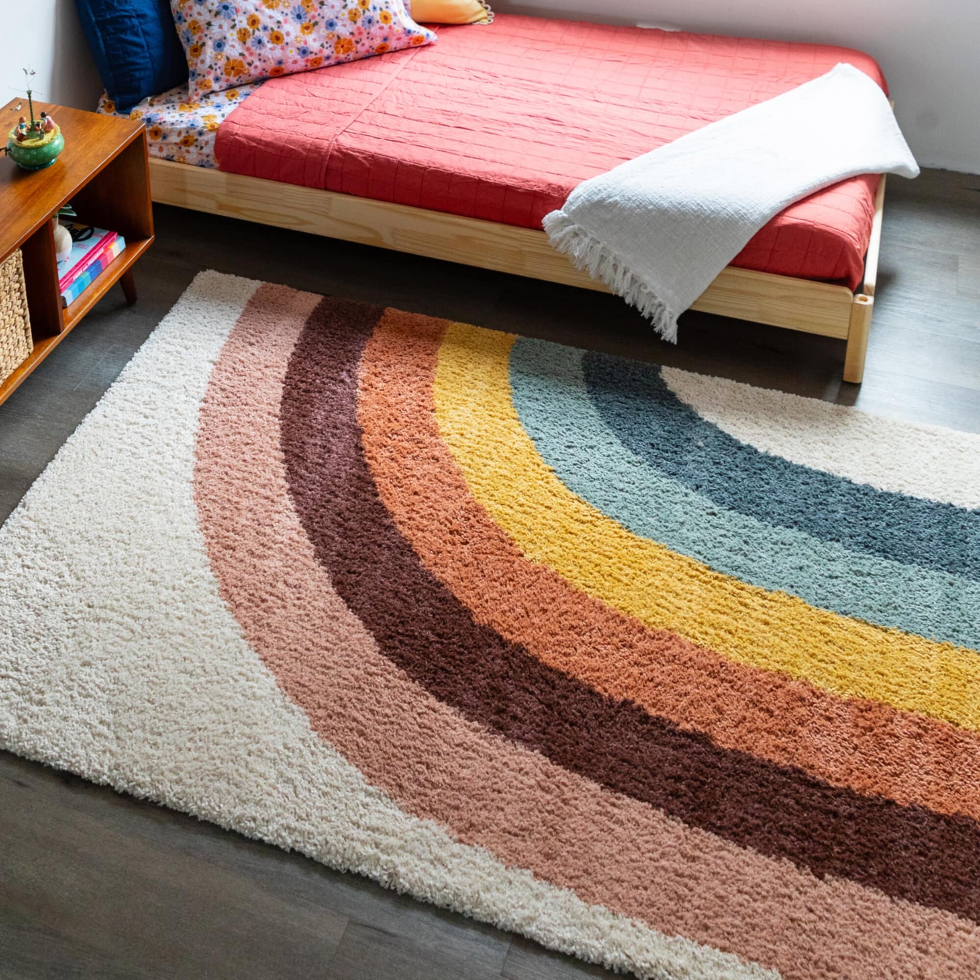 Amelia Rainbow Print Shag Area Rug