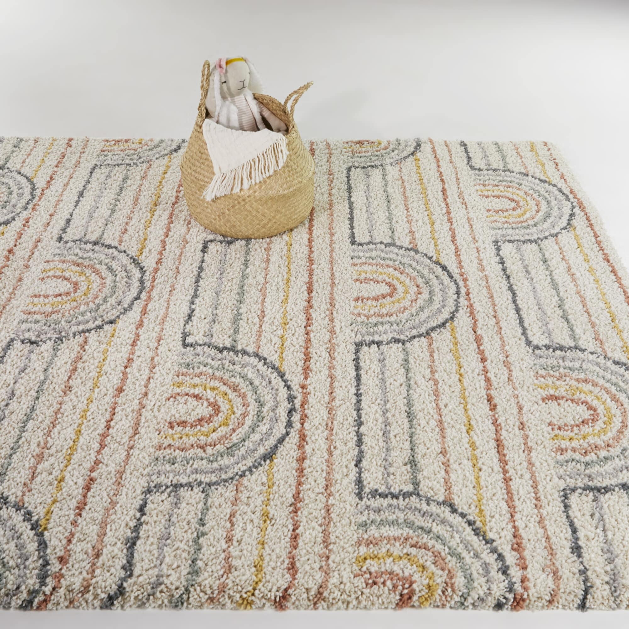 Hailey Rainbow Print Shag Area Rug