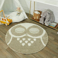 Taylor Olive Owl Shag Round Accent Rug